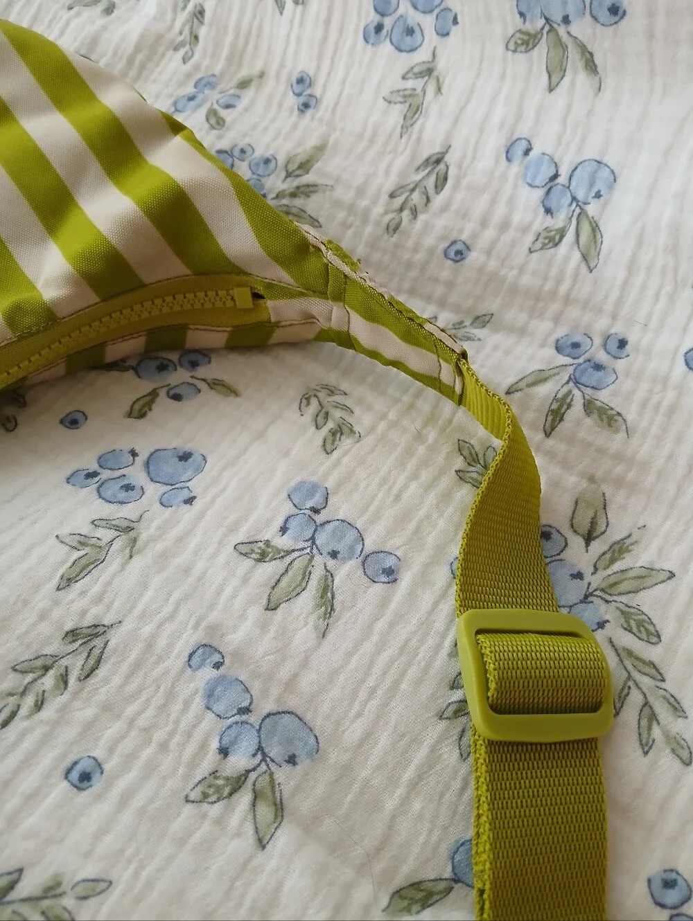 Green Striped Sling Crossbody Bag